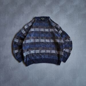 Vintage Y2K Croft & Barrow Blue Acrylic Grandpa Knit Sweater XL
